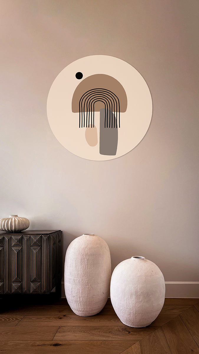 BigFreddy® Abstract Geometric Design Dibond Rond bigfreddy-shop Ø 40 cm Met gratis ophangsysteem dbw-070-40x40-r-mozm