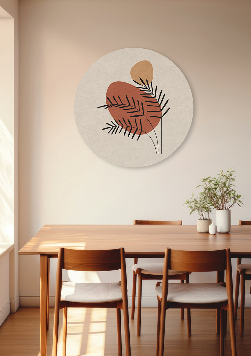 BigFreddy® Abstract Palm Leaves Akoestisch Rond bigfreddy-shop Ø 40 cm Met gratis ophangsysteem akp-007-40x40-r-mozm