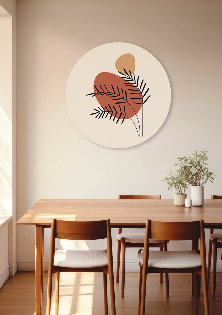 BigFreddy® Abstract Palm Leaves Dibond Rond bigfreddy-shop Ø 40 cm Met gratis ophangsysteem dbw-069-40x40-r-mozm