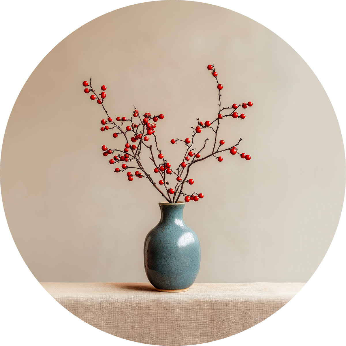 BigFreddy® Red Berry Branches Dibond Rond  bigfreddy-shop