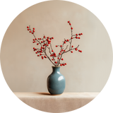 BigFreddy® Red Berry Branches Dibond Rond  bigfreddy-shop
