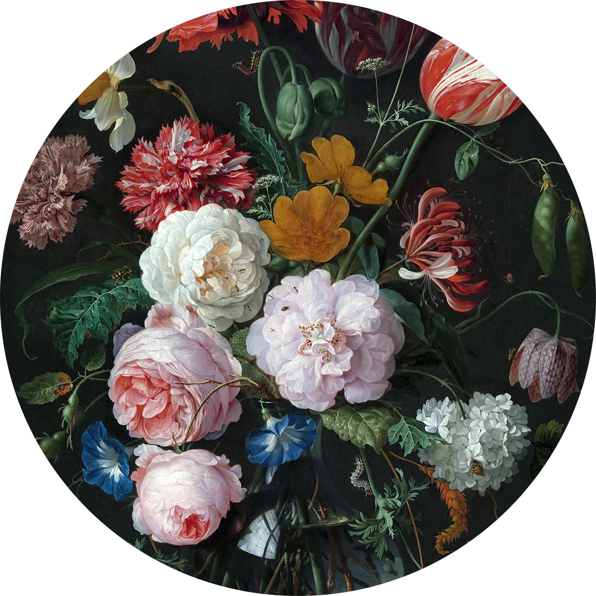 BigFreddy® Stilleven bloemen in vaas Dibond Rond  bigfreddy-shop
