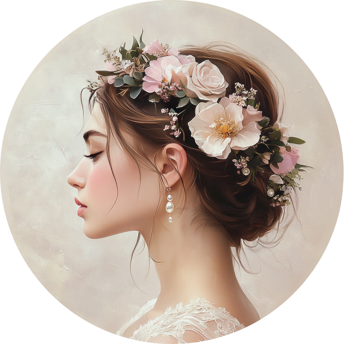BigFreddy® Woman with Floral Crown Dibond Rond  bigfreddy-shop