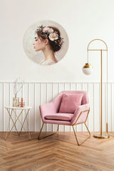 BigFreddy® Woman with Floral Crown Dibond Rond bigfreddy-shop Ø 40 cm Met gratis ophangsysteem dbw-076-40x40-r-mozm