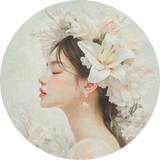 BigFreddy® Woman with White Lily Akoestisch Rond  bigfreddy-shop