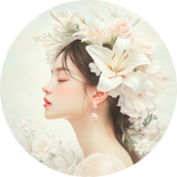 BigFreddy® Woman with White Lily Dibond Rond  bigfreddy-shop