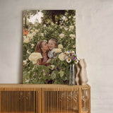 Akoestisch fotopaneel van vilt met eigen foto als wanddecoratie in een woonkamer