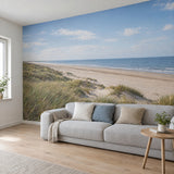Fotobehang op maat met duinen en strand over een complete woonkamermuur