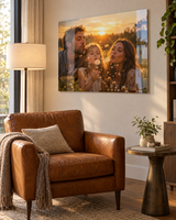 Foto op plexiglas boven een leren fauteuil