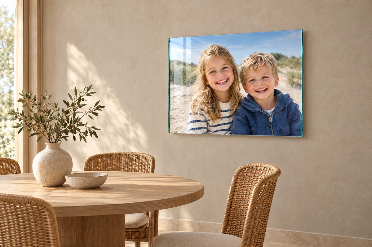 Foto op glas in een eetkamer