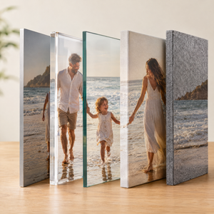Stalen van aluminium, plexiglas, glas, canvas en akoestisch vilt